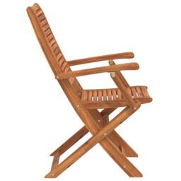 Berkfield Home Folding Garden Chairs with Armrest 2 pcs Solid Wood Acacia in Brown - thumbnail 5
