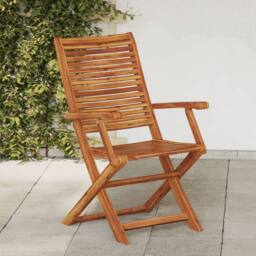 Berkfield Home Folding Garden Chairs with Armrest 2 pcs Solid Wood Acacia in Brown - thumbnail 1