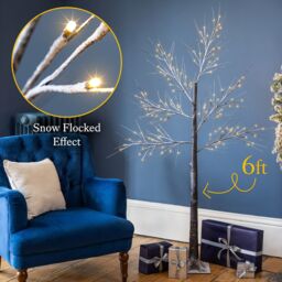 Christow Snowy Twig Tree Light Up Birch LED Christmas Decoration Indoor Outdoor in Brown - Size: 4ft - thumbnail 2