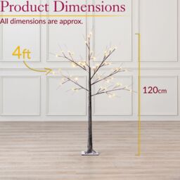 Christow Snowy Twig Tree Light Up Birch LED Christmas Decoration Indoor Outdoor in Brown - Size: 4ft - thumbnail 6