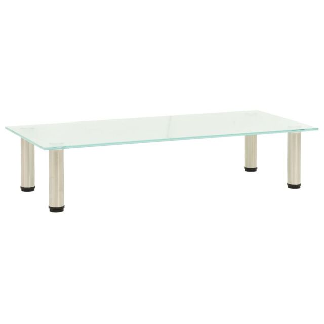 Berkfield Home TV Stand Frosted 80x35x17 cm Tempered Glass in Clear - Size: 80 x 35 x 17 cm - image 1