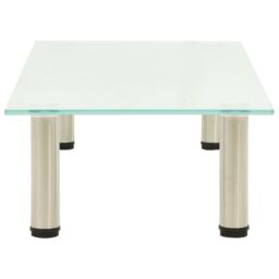 Berkfield Home TV Stand Frosted 80x35x17 cm Tempered Glass in Clear - Size: 80 x 35 x 17 cm - thumbnail 3