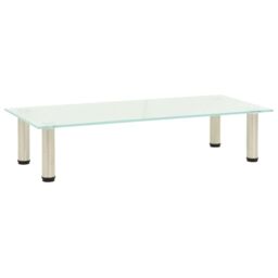 Berkfield Home TV Stand Frosted 80x35x17 cm Tempered Glass in Clear - Size: 80 x 35 x 17 cm