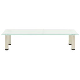 Berkfield Home TV Stand Frosted 80x35x17 cm Tempered Glass in Clear - Size: 80 x 35 x 17 cm - thumbnail 2