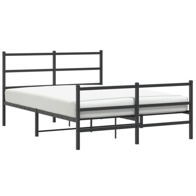 Berkfield Home Metal Bed Frame without Mattress with Footboard¬†Black 135x190cm in Black - Size: 135x190 cm - image 1