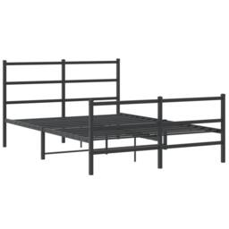 Berkfield Home Metal Bed Frame without Mattress with Footboard¬†Black 135x190cm in Black - Size: 135x190 cm - thumbnail 3