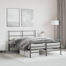Berkfield Home Metal Bed Frame without Mattress with Footboard¬†Black 135x190cm in Black - Size: 135x190 cm - thumbnail 4