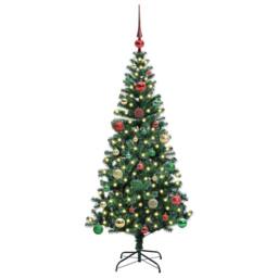 Berkfield Home Elegant Artificial Pre-lit Christmas Tree Green 150 cm PVC & Metal - thumbnail 1