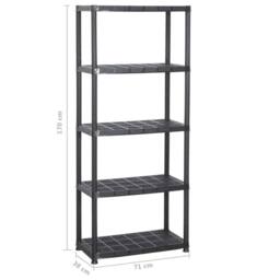 Berkfield Home Storage Shelf 5-Tier Black 71x38x170 cm Plastic - Size: 71 x 38 x 170 cm - thumbnail 5