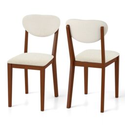 Costway Sherpa Dining Chairs Set of 2 Modern Dining Chair w/Padded Seat in Walnut