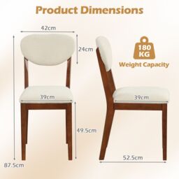 Costway Sherpa Dining Chairs Set of 2 Modern Dining Chair w/Padded Seat in Walnut - thumbnail 2