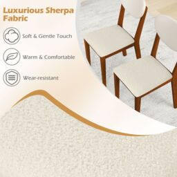 Costway Sherpa Dining Chairs Set of 2 Modern Dining Chair w/Padded Seat in Walnut - thumbnail 6