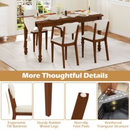 Costway Sherpa Dining Chairs Set of 2 Modern Dining Chair w/Padded Seat in Walnut - thumbnail 9
