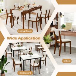 Costway Sherpa Dining Chairs Set of 2 Modern Dining Chair w/Padded Seat in Walnut - thumbnail 8