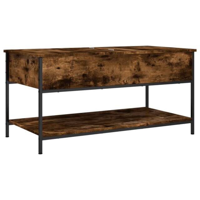 Berkfield Home Coffee Table Smoked Oak 100x50x50 cm Engineered Wood & Metal in Brown - Size: 100 x 50 x 50 cm - image 1
