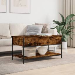 Berkfield Home Coffee Table Smoked Oak 100x50x50 cm Engineered Wood & Metal in Brown - Size: 100 x 50 x 50 cm - thumbnail 3