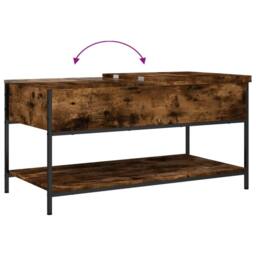 Berkfield Home Coffee Table Smoked Oak 100x50x50 cm Engineered Wood & Metal in Brown - Size: 100 x 50 x 50 cm - thumbnail 8