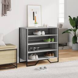 Berkfield Home Shoe Cabinet Grey Sonoma 80x38x78 cm Engineered Wood - Size: 80 x 38 x 78 cm - thumbnail 3