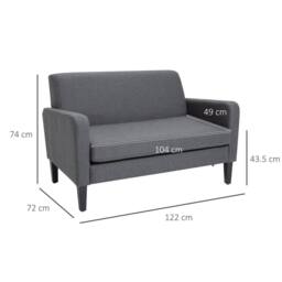 Wyld Haus Kahaba Charcoal Grey 2 Seater Loveseat Curved Linen Look Upholstery - thumbnail 3