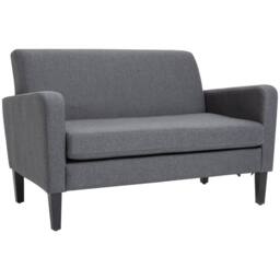 Wyld Haus Kahaba Charcoal Grey 2 Seater Loveseat Curved Linen Look Upholstery - thumbnail 2