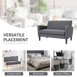 Wyld Haus Kahaba Charcoal Grey 2 Seater Loveseat Curved Linen Look Upholstery - thumbnail 7
