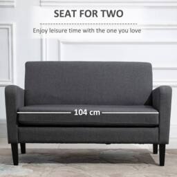 Wyld Haus Kahaba Charcoal Grey 2 Seater Loveseat Curved Linen Look Upholstery - thumbnail 6