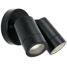 Loops IP44 Outdoor Adjustable Spotlight Matt Black Twin GU10 Dimmable Up Down light