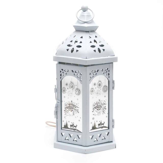 Shatchi Christmas LED Lamp Lantern Indoor USB Battery Xmas Decorative Light, White - image 1