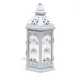 Shatchi Christmas LED Lamp Lantern Indoor USB Battery Xmas Decorative Light, White - thumbnail 1