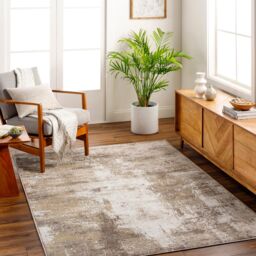 Livabliss San Francisco-Abstract Blue Grey Yellow Brown Modern Marble Living Rug in Light Brown - Size: 160 cm x 215 cm