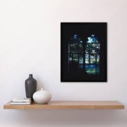 Artery8 John Margolies Cloister Hotel Stained Glass Window Framed Art Print in Black - Size: A4 - thumbnail 2