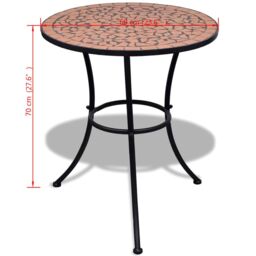 Berkfield Home Bistro Table Terracotta 60 cm Mosaic in Brown - thumbnail 5
