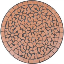 Berkfield Home Bistro Table Terracotta 60 cm Mosaic in Brown - thumbnail 3