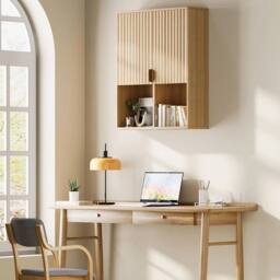 VOGREX Wood Bathroom Wall Cabinet Over Toilet Storage Adjustable Shelf in Natural - thumbnail 6