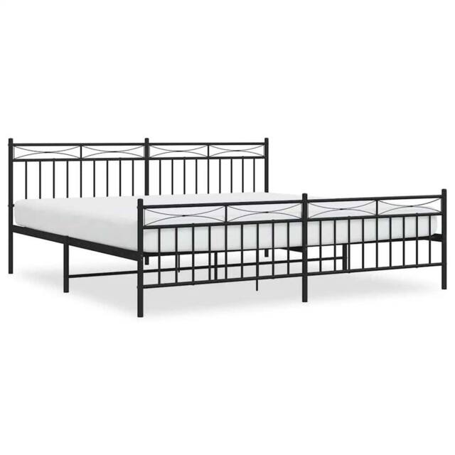 Berkfield Home Metal Bed Frame with Headboard & Footboard Black 193x203 cm - image 1
