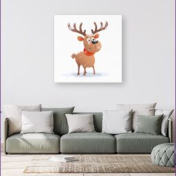 Warren Reed - Designer Reindeer In A Scarf Canvas - Size: w40 inch x h40 inch - thumbnail 1