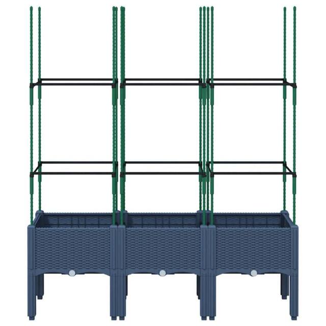 Berkfield Home Garden Planter with Trellis Blue Grey 120x40x142.5 cm PP in Dark Navy - image 1