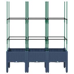 Berkfield Home Garden Planter with Trellis Blue Grey 120x40x142.5 cm PP in Dark Navy