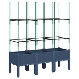 Berkfield Home Garden Planter with Trellis Blue Grey 120x40x142.5 cm PP in Dark Navy - thumbnail 5