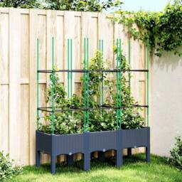 Berkfield Home Garden Planter with Trellis Blue Grey 120x40x142.5 cm PP in Dark Navy - thumbnail 2