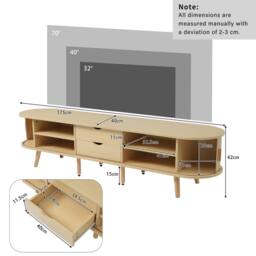 BTM TV Stand Cabinet with Drawers Sliding Doors Shelf in Brown - thumbnail 7
