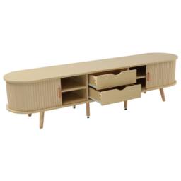 BTM TV Stand Cabinet with Drawers Sliding Doors Shelf in Brown - thumbnail 6