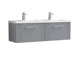 Balterley Wall Hung 2 Drawers Vanity Unit - 2 Polymarble Basin 1200mm, Satin Grey
