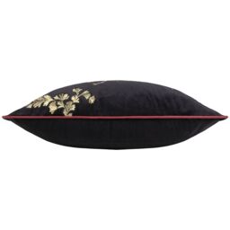Paoletti Atlantica Embroidered Velvet Cushion in Black - Size: 40 cm x 60 cm - thumbnail 4