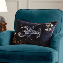 Paoletti Atlantica Embroidered Velvet Cushion in Black - Size: 40 cm x 60 cm - thumbnail 6