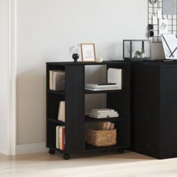 Berkfield Home Rolling Cabinet in Black Oak, 60x35x75 cm, Made of Engineered Wood - Size: 60 x 35 x 75 cm - thumbnail 3
