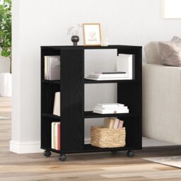 Berkfield Home Rolling Cabinet in Black Oak, 60x35x75 cm, Made of Engineered Wood - Size: 60 x 35 x 75 cm