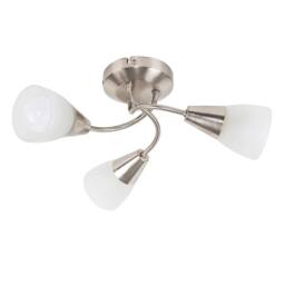 Nordara Brushed Chrome 3-Way Semi Flush Ceiling Light with Frosted Shades in Silver - thumbnail 4