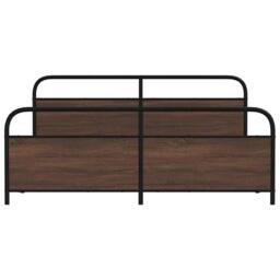 Berkfield Home Metal Bed Frame without Mattress Brown Oak 180x200 cm Super King - thumbnail 5