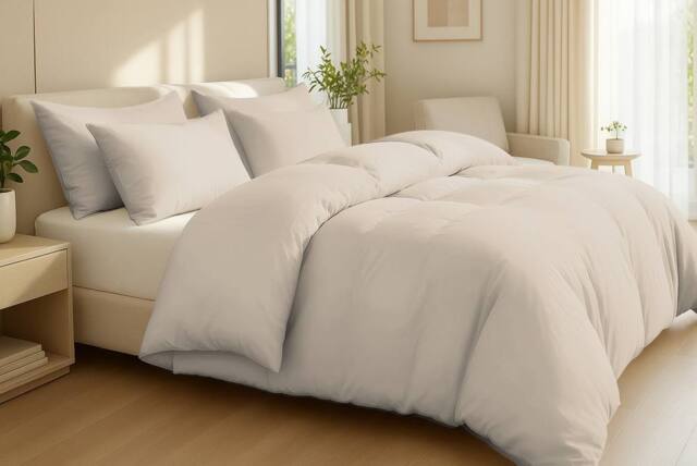 Pamposh Premium Egyptian Cotton Duvet Cover Set Reversible Quilt Covers in Taupe - Size: Double - image 1